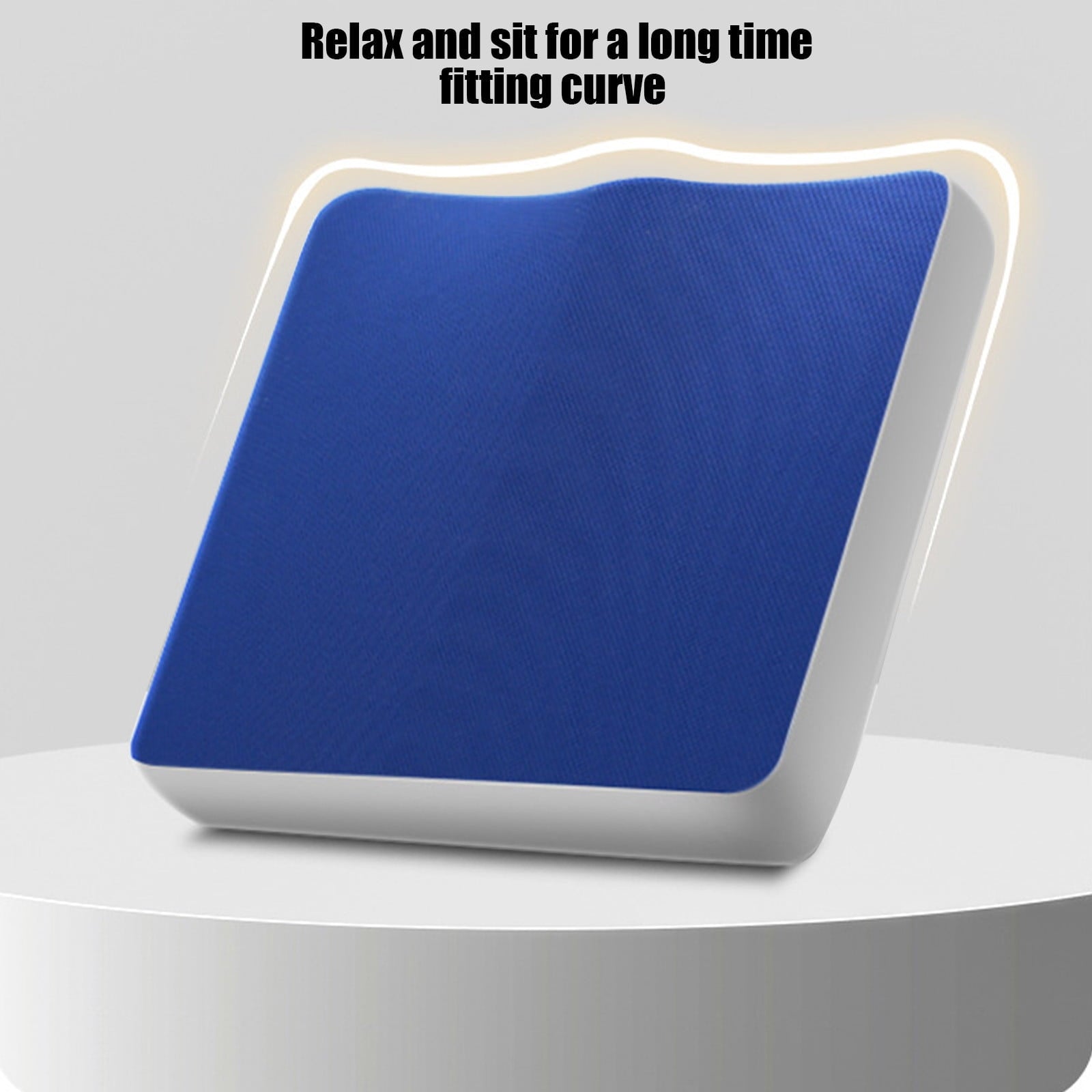 Comfort Seat Cushion , Non-Slip Orthopedic Memory Foam , Back and Tailbone Relief , for Car, Travel, Office, Wheelchair, Blue, 39.9 x 39.9 x 5.3 cm