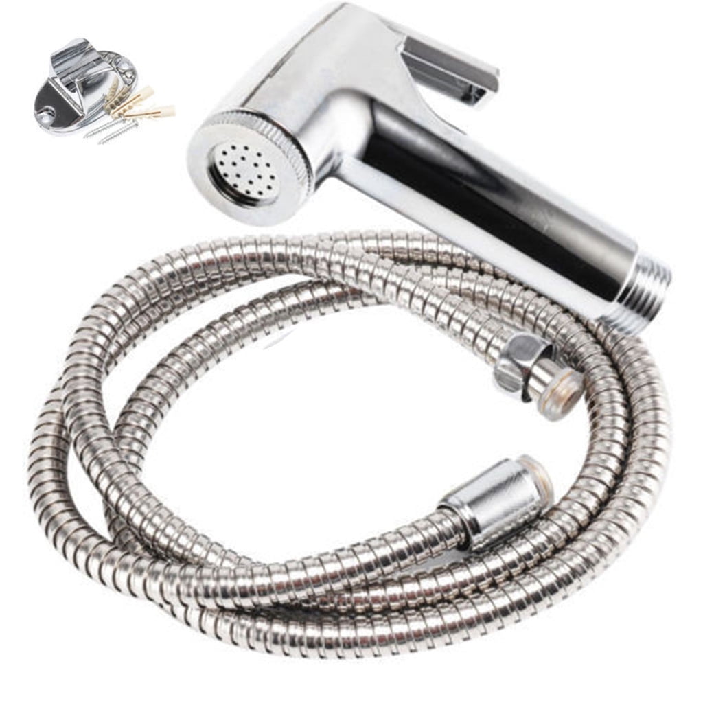 Handheld Bidet Sprayer Set,47.24inch Stainless Steel Hose with ABS Nozzle - Hygienic Muslim Toilet Shower for Personal Cleansing White