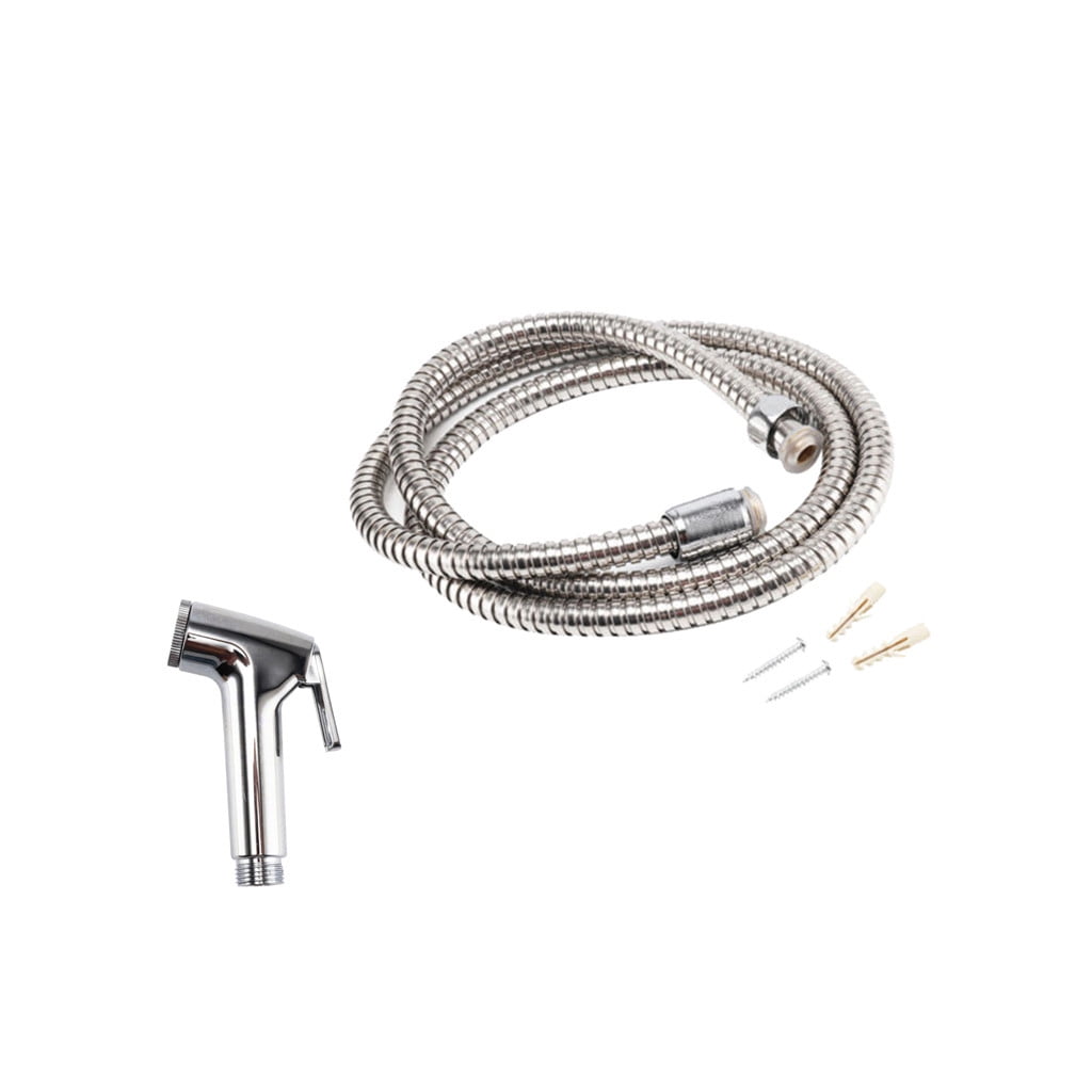 Handheld Bidet Sprayer Set,47.24inch Stainless Steel Hose with ABS Nozzle - Hygienic Muslim Toilet Shower for Personal Cleansing White