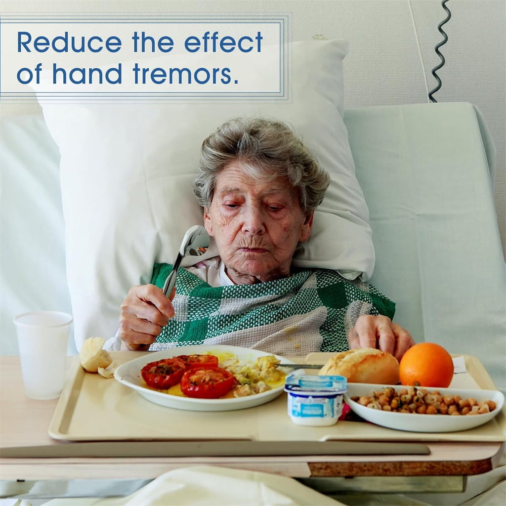 Adaptive Utensils for Elderly 2Pcs Curved Angled Spoon Weighted Utensils Weighted Angled Silverware Cutlery Utensil for Hand Tremors Parkinson's or Elderly Easy Grip Handles