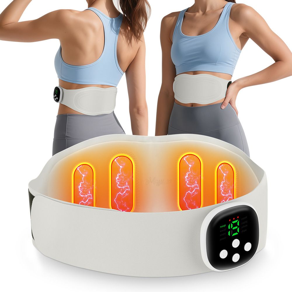 Heating Pad for Back Pain Relief: Portable Cordless Heat Pad with Massager for Period Cramps, 1200mAh Large Battery, Christmas Gift for Women Men