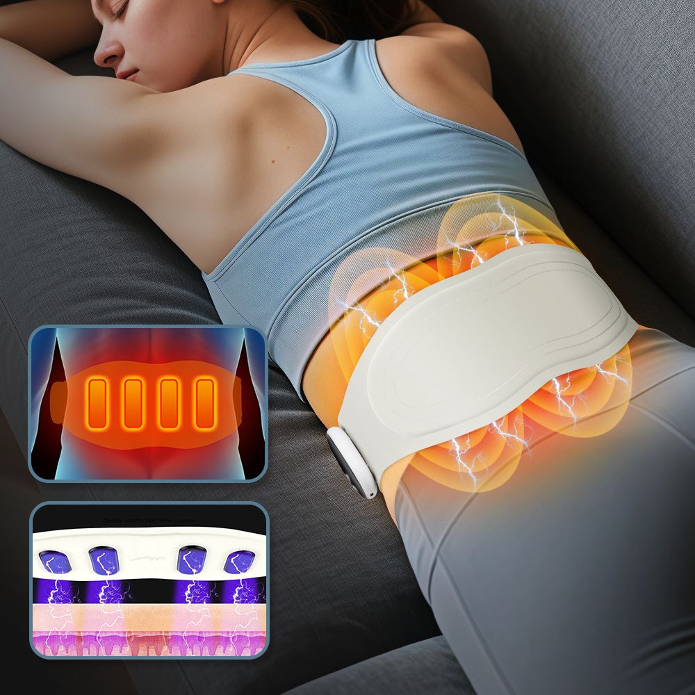 Heating Pad for Back Pain Relief: Portable Cordless Heat Pad with Massager for Period Cramps, 1200mAh Large Battery, Christmas Gift for Women Men