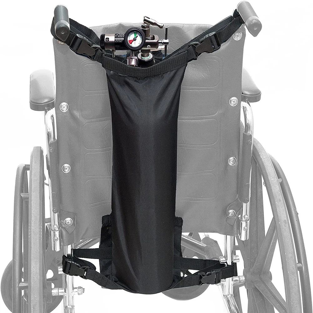 Oxygen Cylinder Bag for Wheelchairs with Buckles, Fits Any Wheelchair, Black (Fits Most Oxygen cylinders, oniy bag)