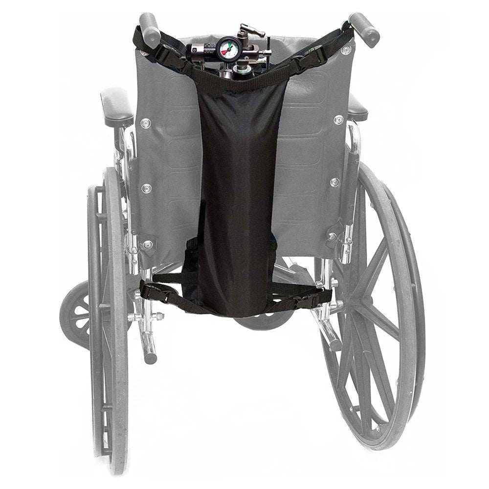 Oxygen Cylinder Bag for Wheelchairs with Buckles, Fits Any Wheelchair, Black (Fits Most Oxygen cylinders, oniy bag)