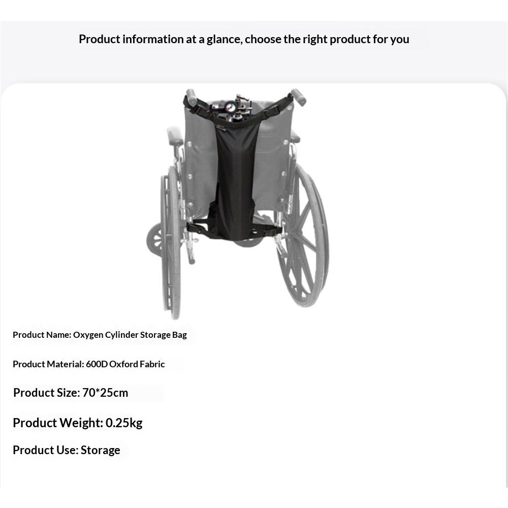 Oxygen Cylinder Bag for Wheelchairs with Buckles, Fits Any Wheelchair, Black (Fits Most Oxygen cylinders, oniy bag)
