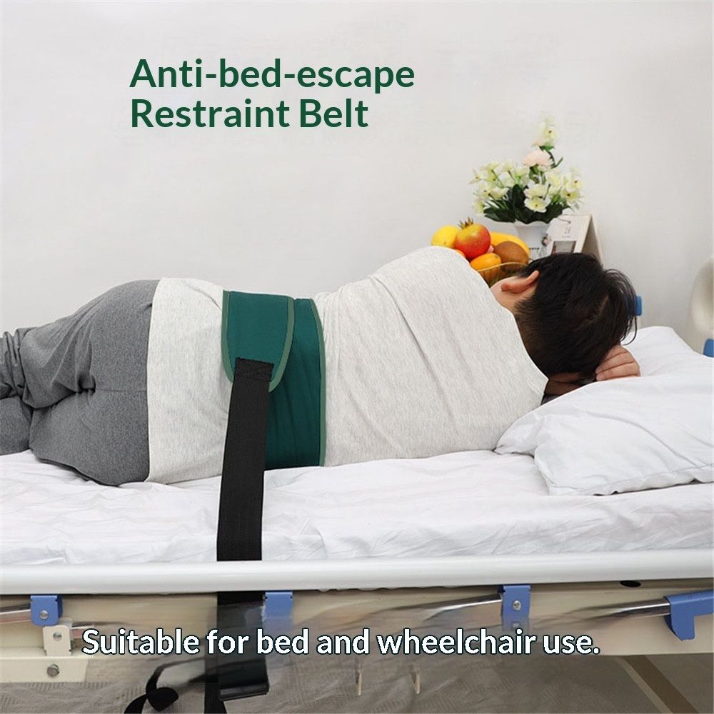 Medical Restraints for Bed Elderly Fall Prevention Devices Hospital Bed Restraints Dementia Patient Waist Control Belt Beds Guard Safety Belt for Seniors Medical Safety & Assisting Rails (green)