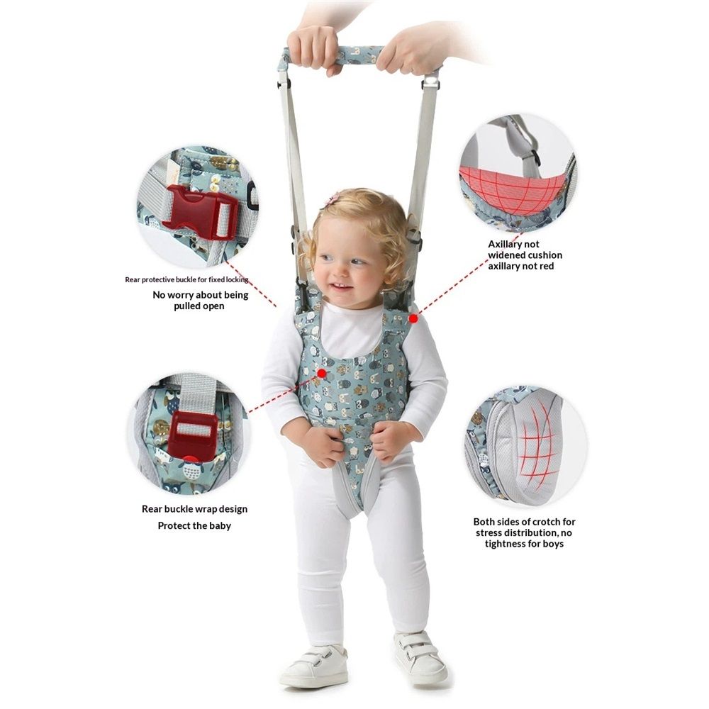 Baby Walker, Handheld Kids Toddler Walking Harness Helper Assistant Protective Belt Child Activity Walker Adjustable Standing Up Walking Learning Helper for Toddler 8-24 Month (Blue & Grey)