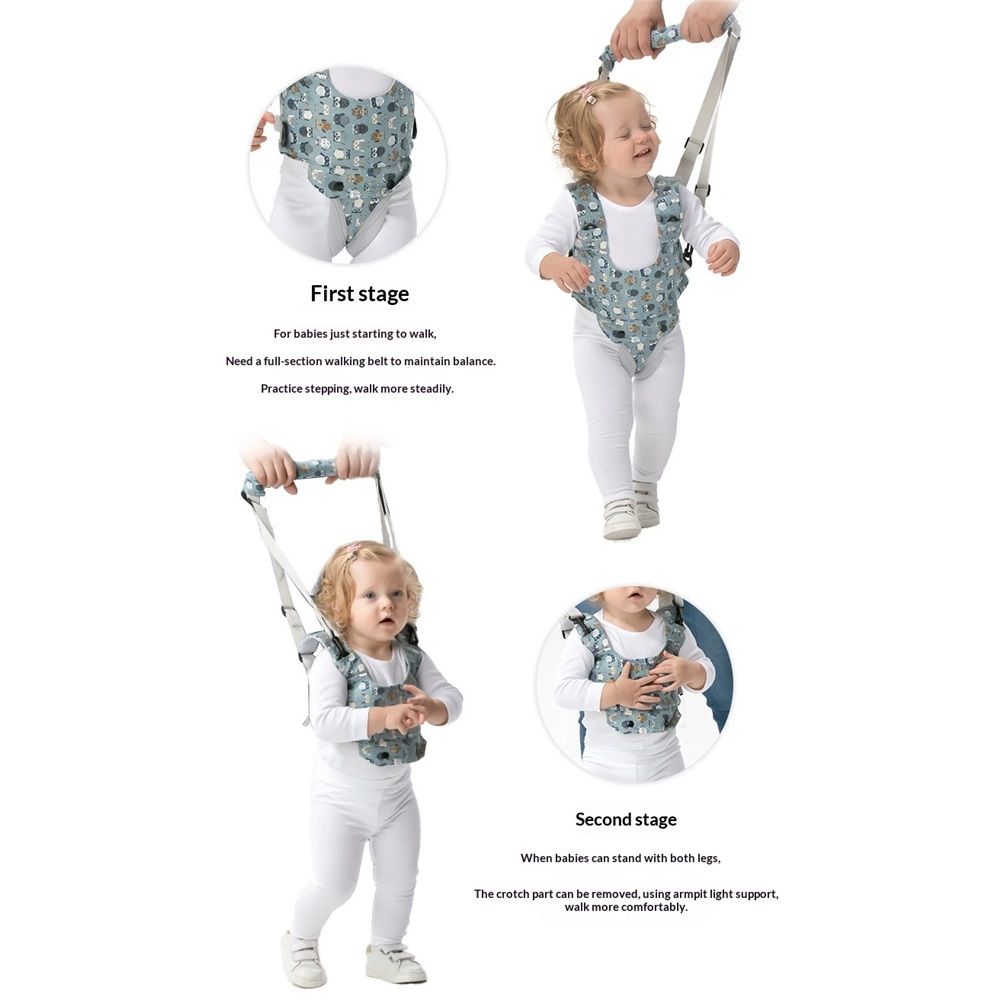 Baby Walker, Handheld Kids Toddler Walking Harness Helper Assistant Protective Belt Child Activity Walker Adjustable Standing Up Walking Learning Helper for Toddler 8-24 Month (Blue & Grey)
