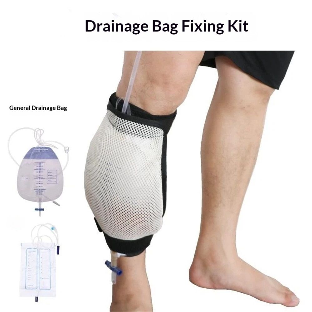 Leg Bag Mesh Holder with Pocket for Urine Collection Bags Nephrostomy Foley Urinary Catheter Stabilization Device Suprapubic Drainage Cath Supplies Wheelchairs Men Women （Only fixed package）
