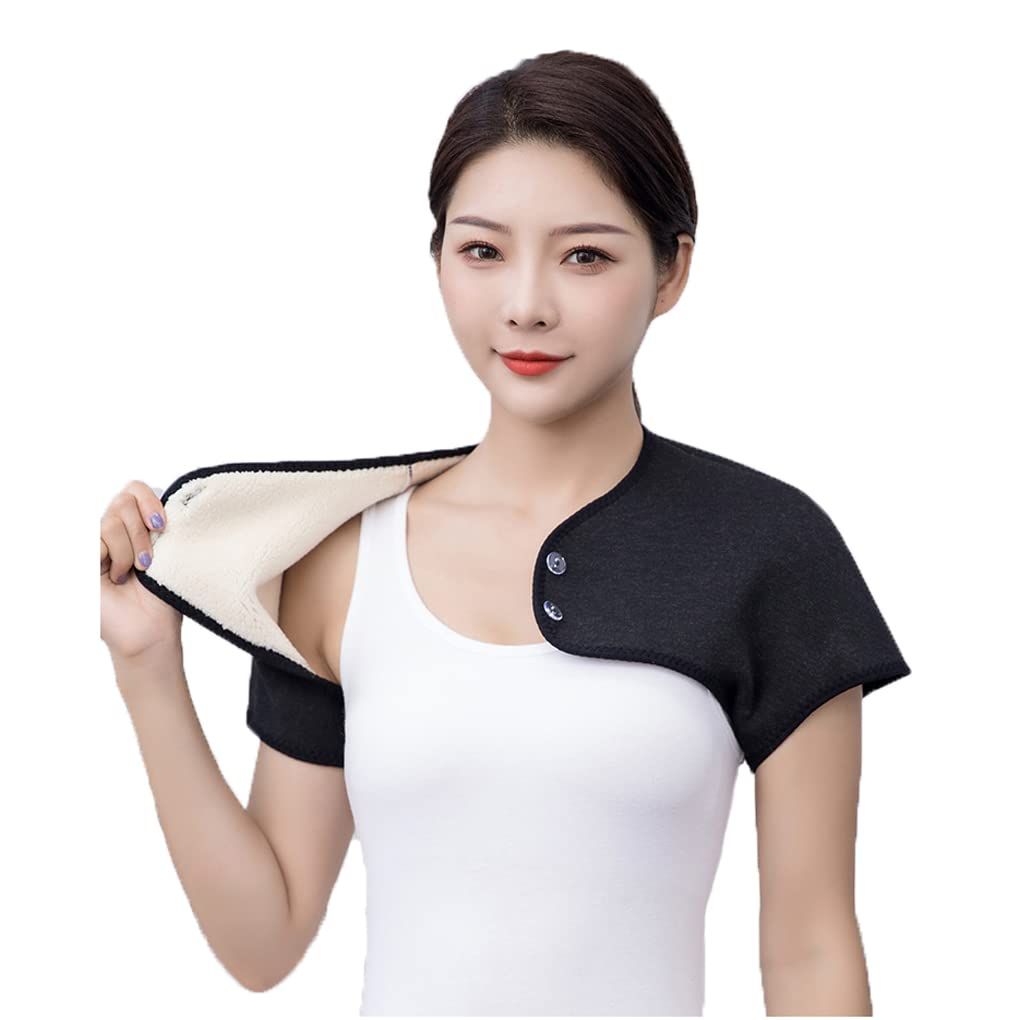Winter Thermal faux lamb fur Lining Shoulder Warmer Elderly Men Women Wearable Shoulder Wrap Shawl Coldproof Shoulder Cover（L）