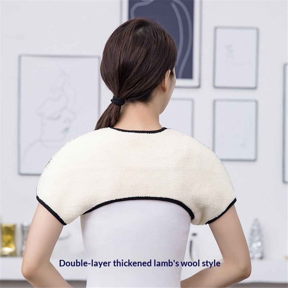 Winter Thermal faux lamb fur Lining Shoulder Warmer Elderly Men Women Wearable Shoulder Wrap Shawl Coldproof Shoulder Cover（L）