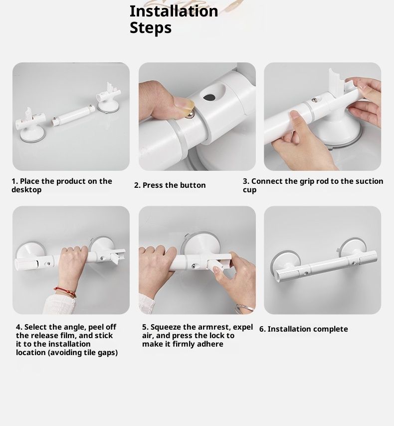 14in Grab Bars for Shower, 2 Pack | Shower Handles for Elderly Suction | No-Drill Bathroom Safety Bars for Seniors & Handicap Assist