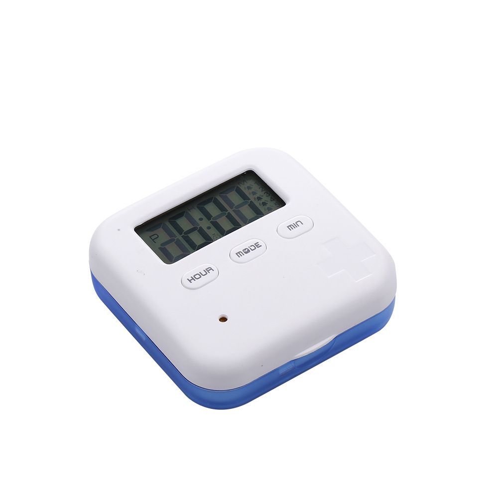 2pcs Pill Organizer,Portable Medicine Box Daily Medicine Organizer Box with Alarm Reminders-4 Compartment Medicine Pill Container Case