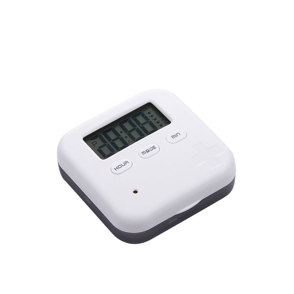 2pcs Pill Organizer,Portable Medicine Box Daily Medicine Organizer Box with Alarm Reminders-4 Compartment Medicine Pill Container Case