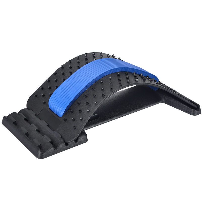 Back Stretcher for Lower Back Pain Relief, 4 Level Adjustable Lumbar Cracker Board Massager, Stretching Device for Scoliosis, Sciatica (Blue)