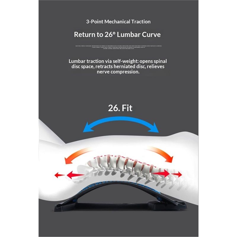 Back Stretcher for Lower Back Pain Relief, 4 Level Adjustable Lumbar Cracker Board Massager, Stretching Device for Scoliosis, Sciatica (Blue)