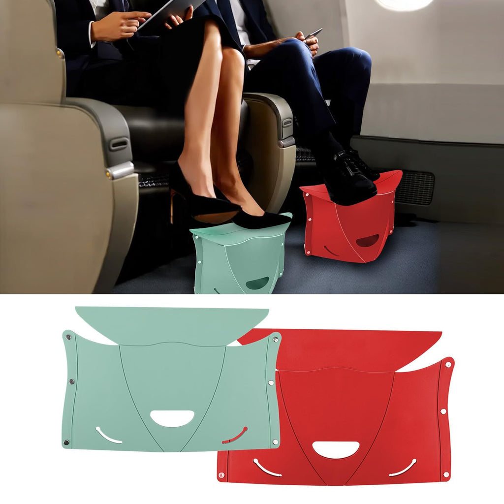 Travel Foot Rest for Airplane & Office - Portable Under Desk Foot Stool, Relieves Back & Knee Pain, Comfort for Long Flights, Cars, Subways & Trains - 2 Pack (Red & Green)