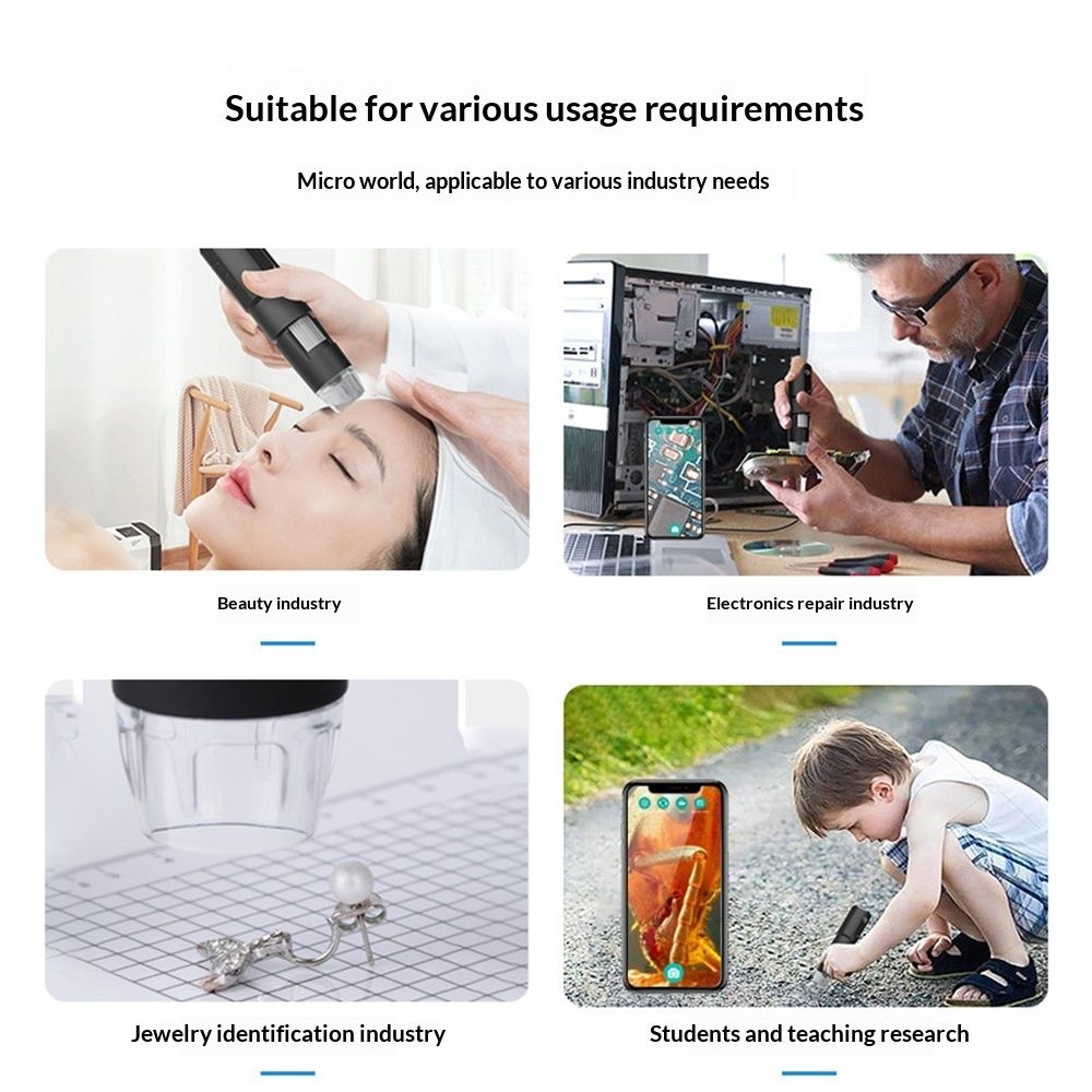 Wireless Skin Analyzer Machine Dermatoscope Scalp/Skin/Hair follicle Detection Testing Analysis Magnifier UV Skin Analyzer Professional 1000X Facial Skin Detector Digital Microscope