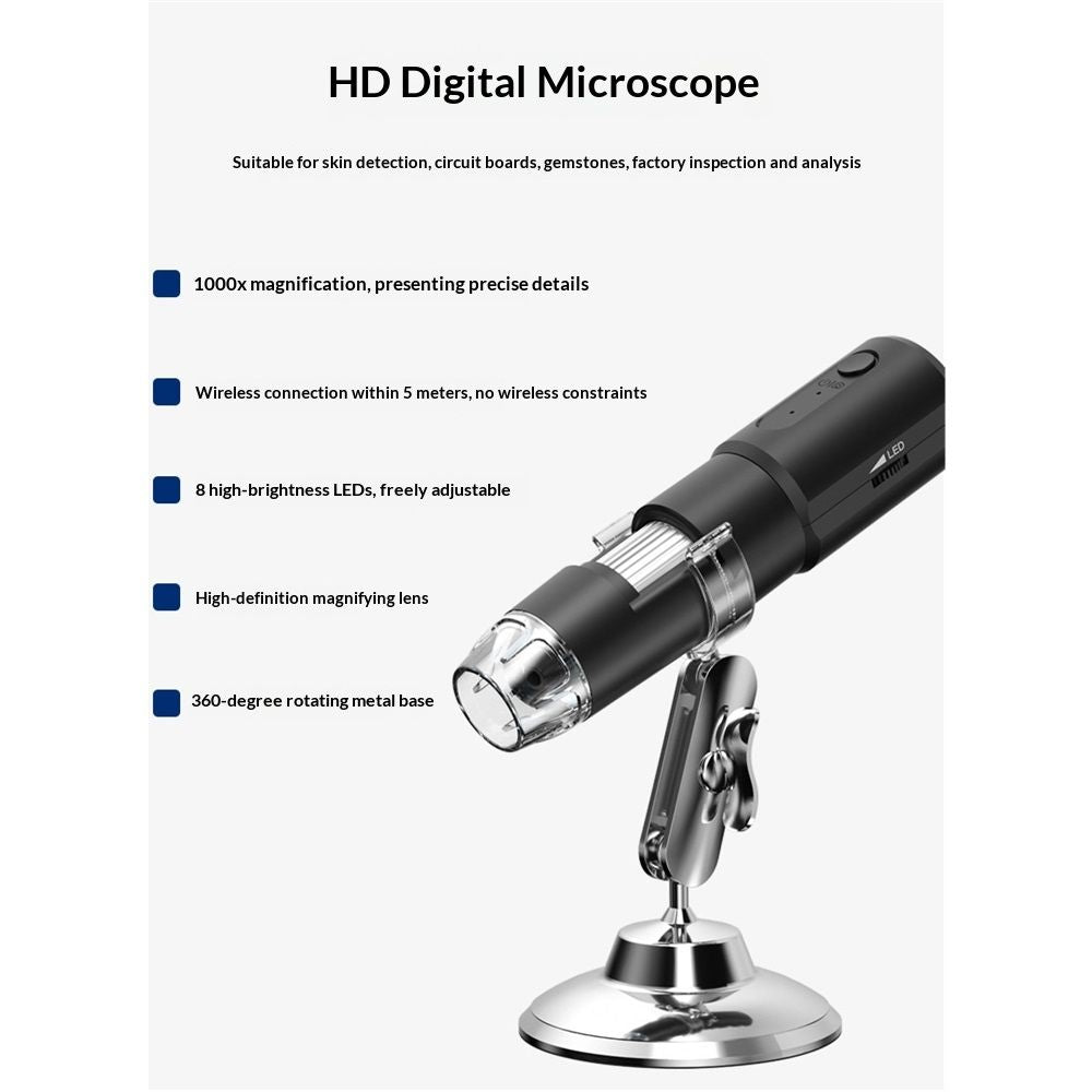 Wireless Skin Analyzer Machine Dermatoscope Scalp/Skin/Hair follicle Detection Testing Analysis Magnifier UV Skin Analyzer Professional 1000X Facial Skin Detector Digital Microscope