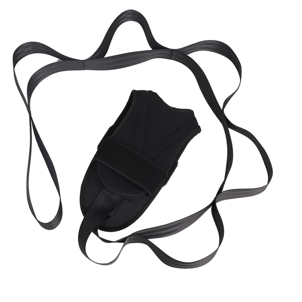 Stretch Strap with Loops for Foot and Calf - Ideal for Physical Therapy, Achilles Tendonitis Relief, and Plantar Fasciitis - Perfect for Yoga, Gymnastics, and Flexibility Training (Black)