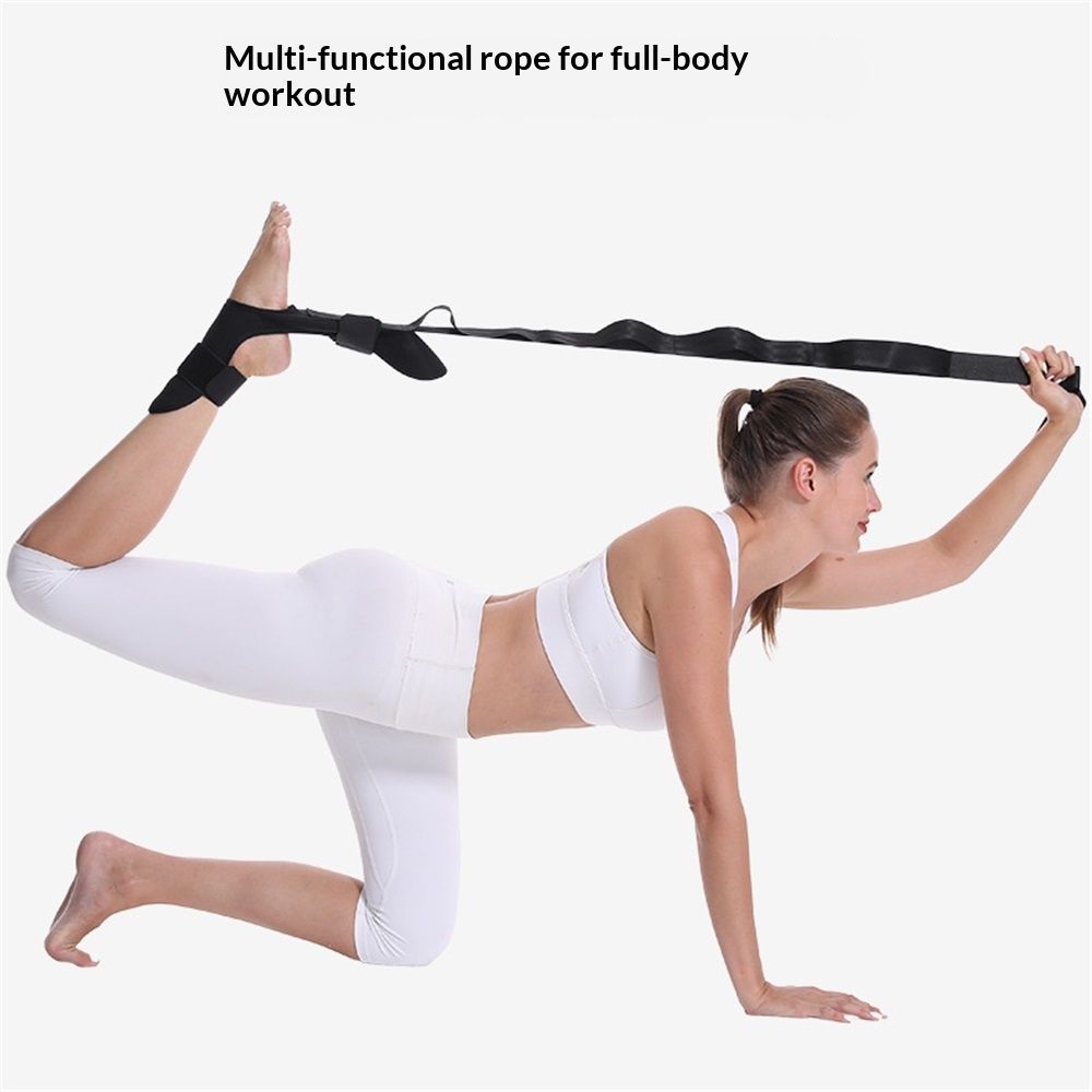 Stretch Strap with Loops for Foot and Calf - Ideal for Physical Therapy, Achilles Tendonitis Relief, and Plantar Fasciitis - Perfect for Yoga, Gymnastics, and Flexibility Training (Black)
