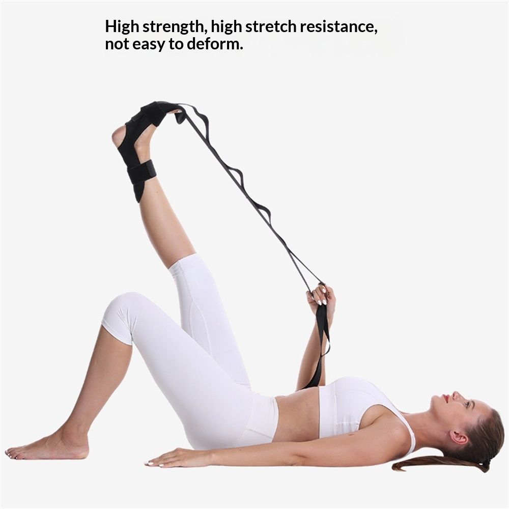 Stretch Strap with Loops for Foot and Calf - Ideal for Physical Therapy, Achilles Tendonitis Relief, and Plantar Fasciitis - Perfect for Yoga, Gymnastics, and Flexibility Training (Black)