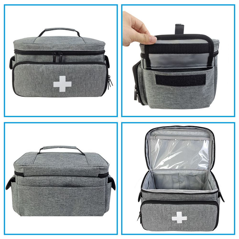 First Aid Bag Empty, Small Medicine Bag Portable Medical Supplies Organizer for Travel, Home, Office, Car, Outdoor, Camping, Hiking (Gray，Bag ONLY)