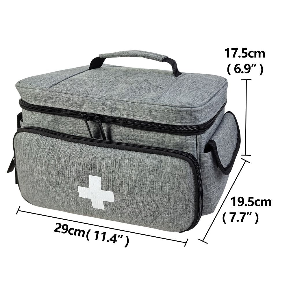 First Aid Bag Empty, Small Medicine Bag Portable Medical Supplies Organizer for Travel, Home, Office, Car, Outdoor, Camping, Hiking (Gray，Bag ONLY)