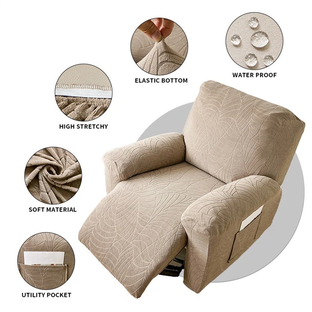 Waterproof Recliner Chair Covers 4 Pieces Recliner Cover That Stay in Place, Washable Lazy Boy Recliner Slipcovers with Pockets Reclining Protector for Pet, Kids