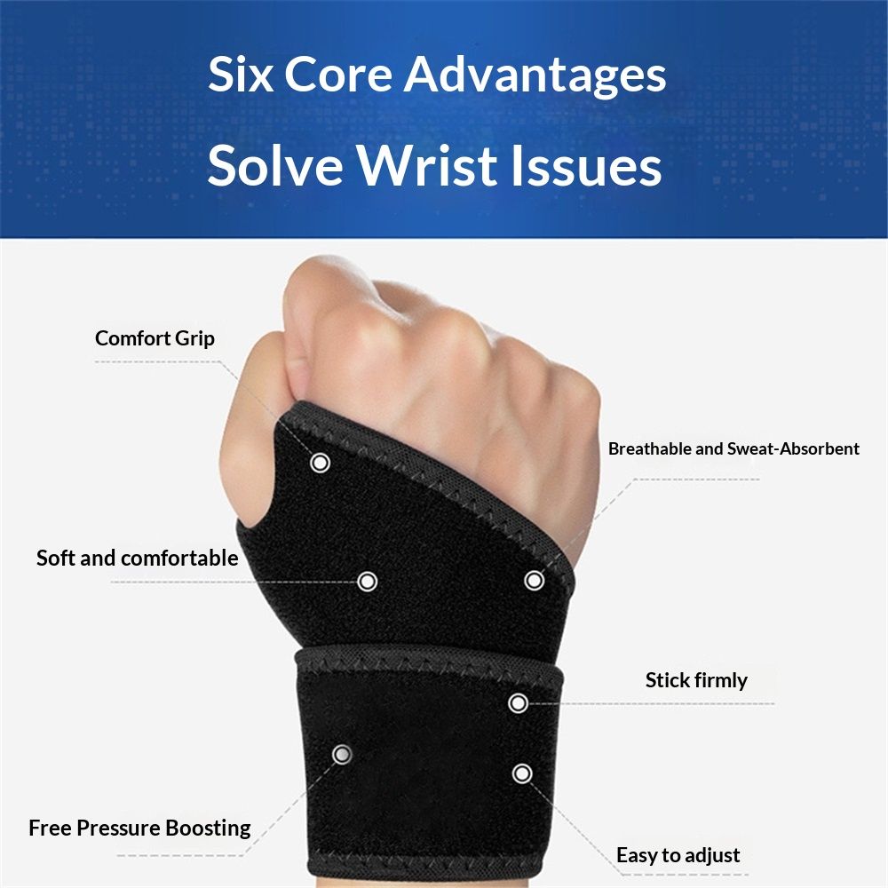 A pair Wrist Brace for Carpal Tunnel, Breathable and Adjustable Wrist Support Brace for Arthritis and Tendinitis, Wrist Compression Wrap for Pain Relief, One Size Fits Left or Right Hand