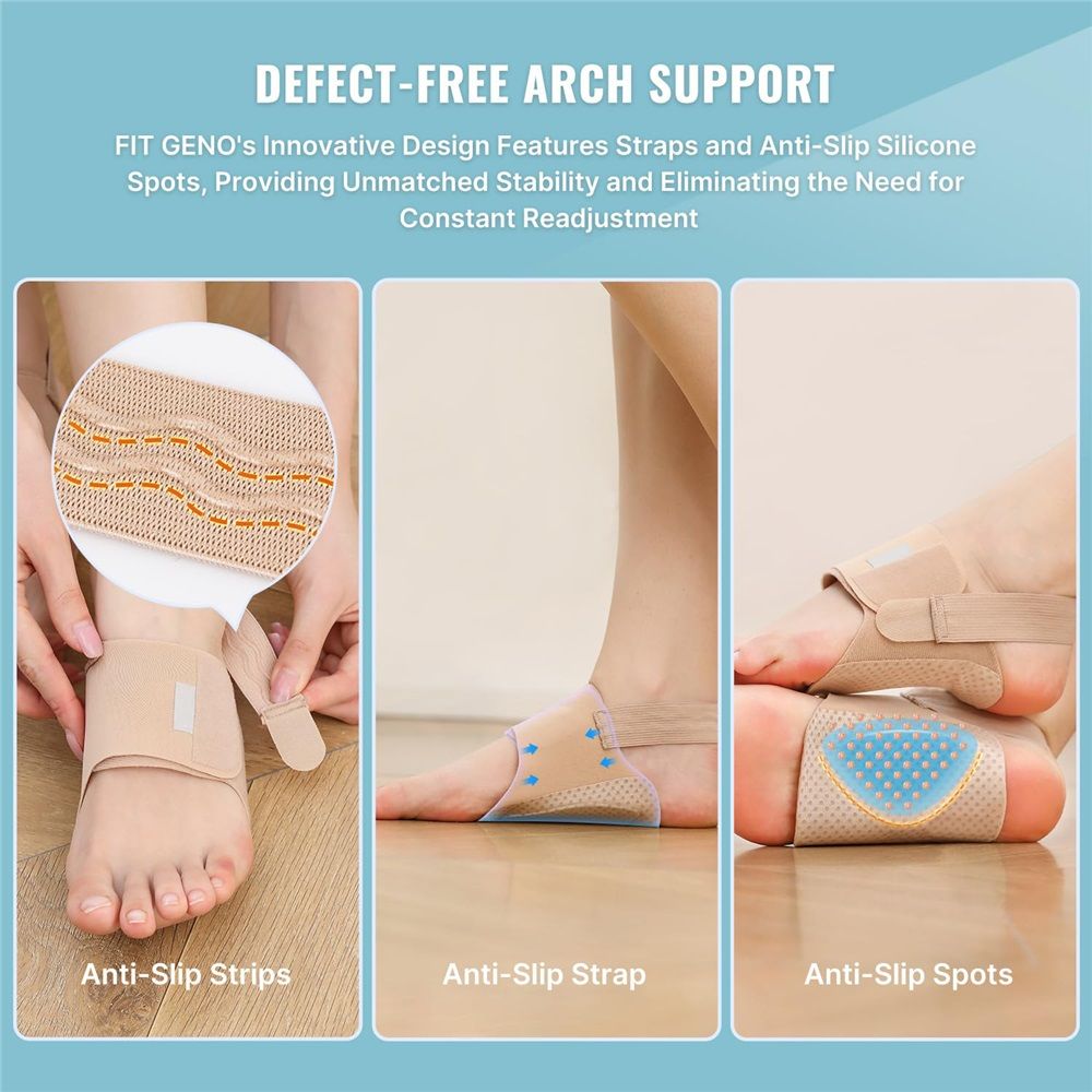 1 pair Foot Arch Support Brace - Non-Slip Wearable Foot Arch Supports for Plantar Fasciitis Relief, Foot Arch Pain Relief for Women & Men - Built-In Orthotics for Flat Feet, Fallen Arches