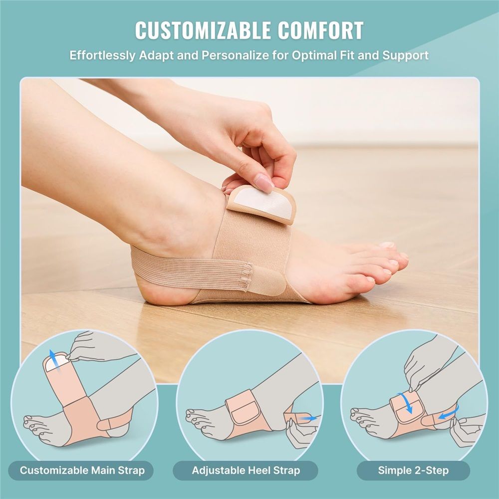 1 pair Foot Arch Support Brace - Non-Slip Wearable Foot Arch Supports for Plantar Fasciitis Relief, Foot Arch Pain Relief for Women & Men - Built-In Orthotics for Flat Feet, Fallen Arches
