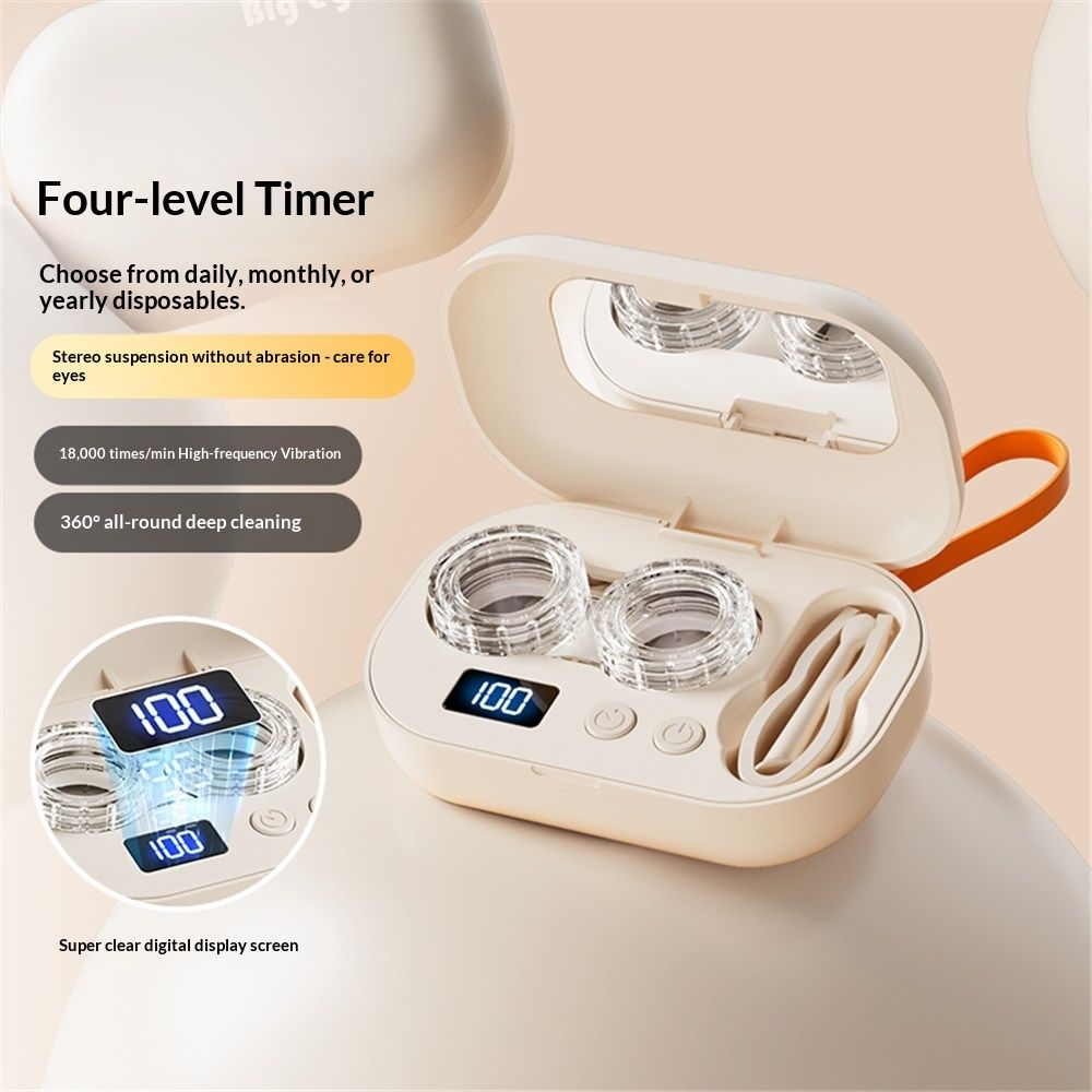 Portable Ultrasonic Contact Lens Cleaner with USB Charger - Fit Disposable Soft, Colored & RGP Lenses - Travel & Home