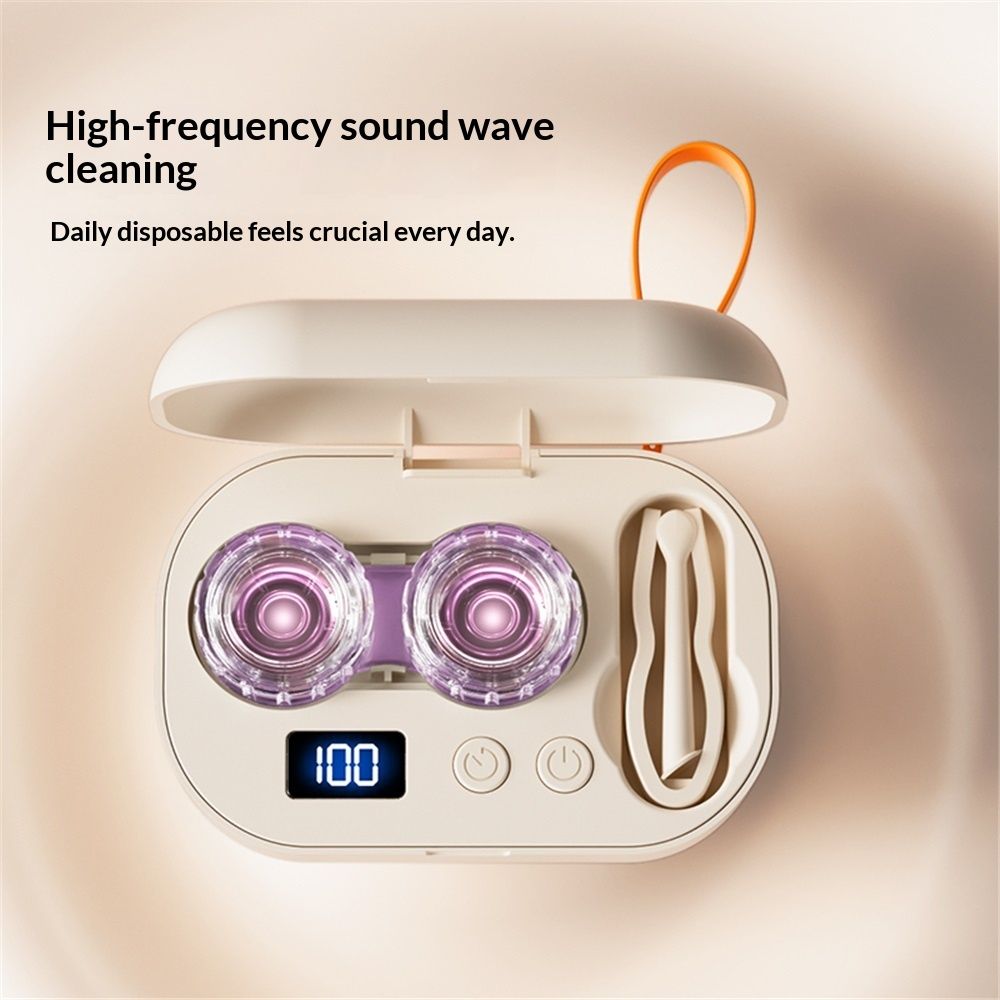 Portable Ultrasonic Contact Lens Cleaner with USB Charger - Fit Disposable Soft, Colored & RGP Lenses - Travel & Home