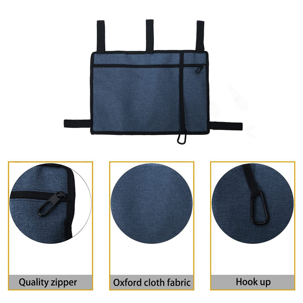 Bag Basket with Cup Holder Suit for Adult Folding Walkers Rollator Organizer Carry Storage Pouch Water-Resistant Armrest Accessories for Seniors, Elderly, Handicap, Blue