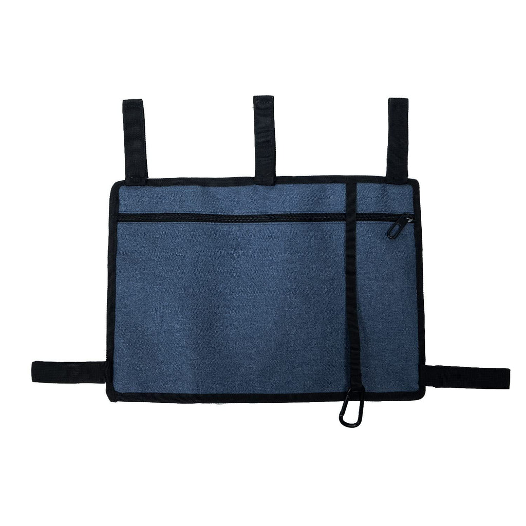 Bag Basket with Cup Holder Suit for Adult Folding Walkers Rollator Organizer Carry Storage Pouch Water-Resistant Armrest Accessories for Seniors, Elderly, Handicap, Blue
