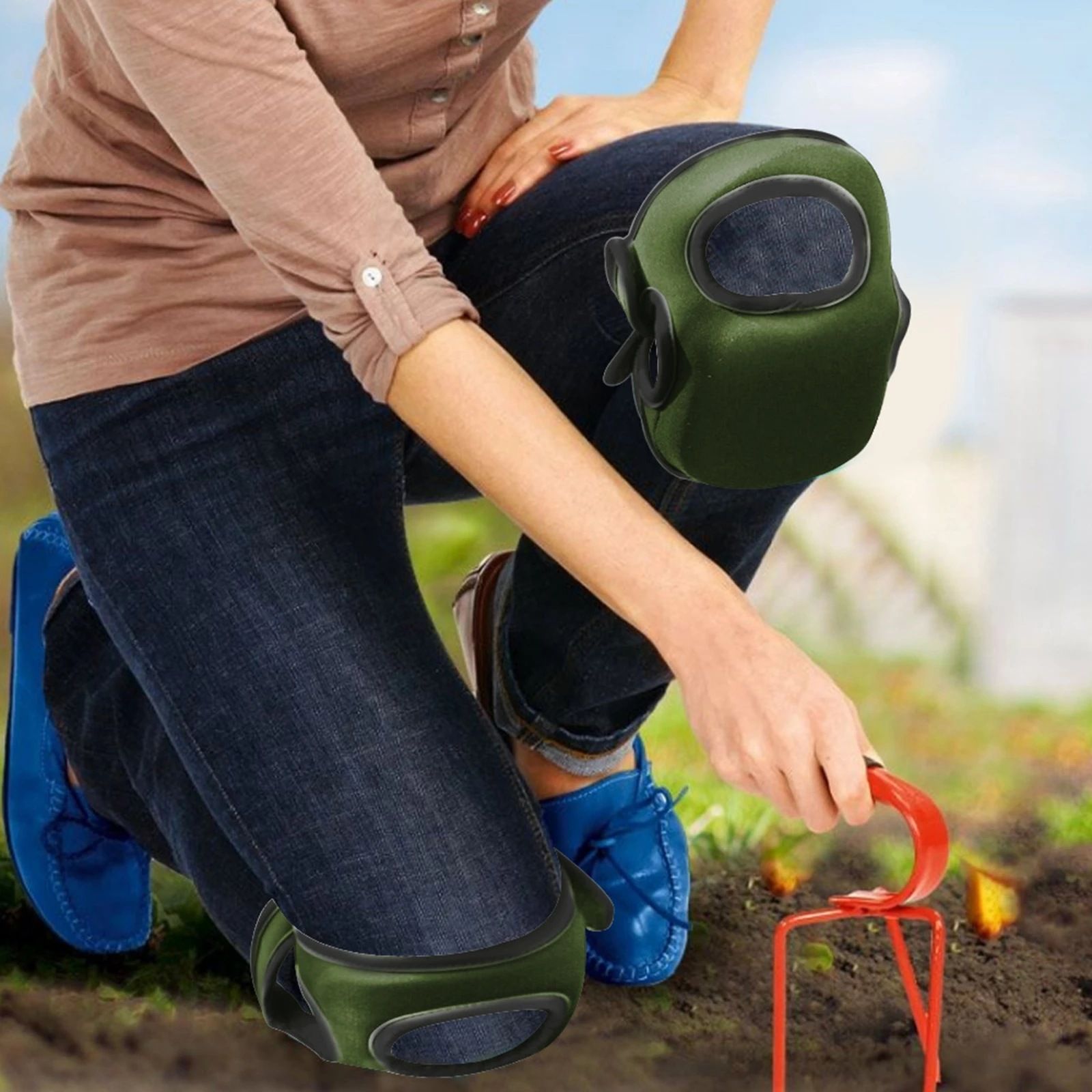 Gardening Knee Pads Ultra Thick Memory Foam Braces Kneepads for Gardener Cleaning Kneeling Scrubbing Floors Work Pruning,Expand size 48 * 21cm (Army Green)