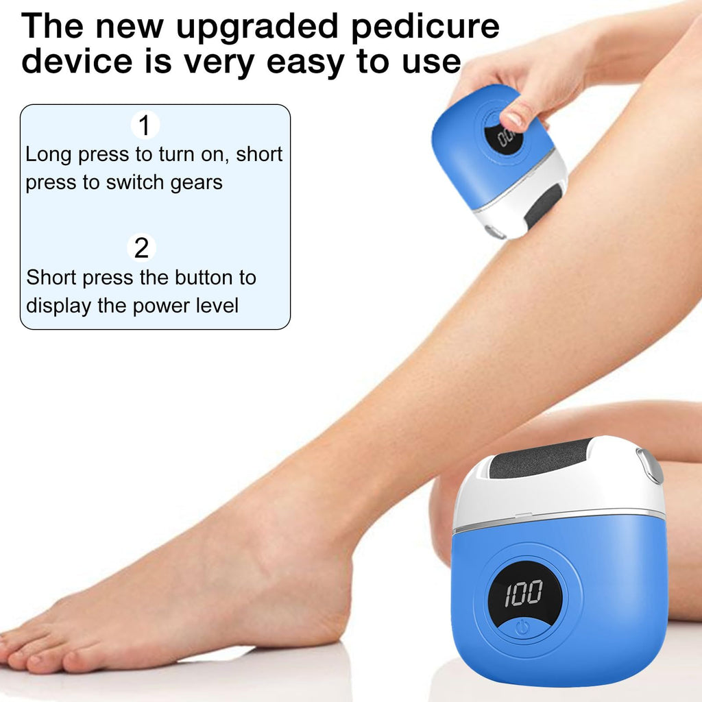 Electric Callus Remover for Feet, Portable Rechargeable Foot Repair and Grinding Device with Digital Display, Heel Polisher File for Men Women Dry Callus Dead Skin (Blue)