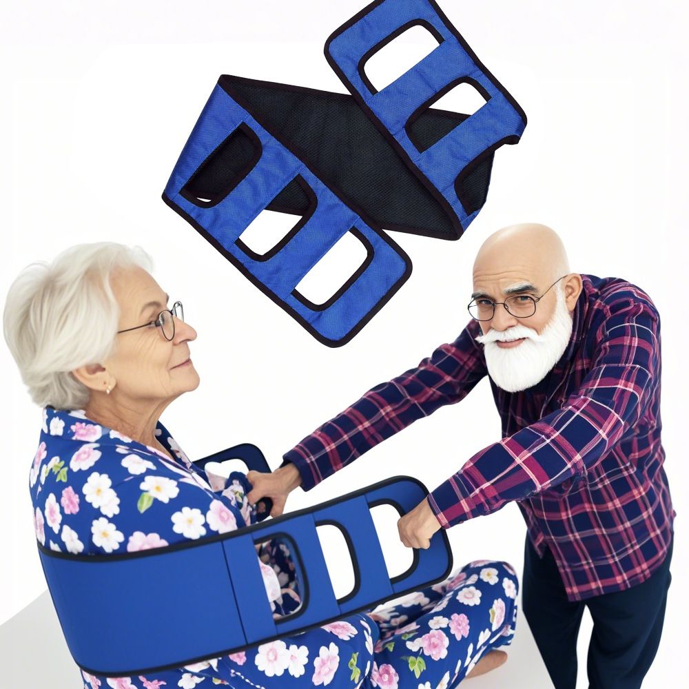 Transfer Belt Transfer Sling - Padded Gait Belt - Heavy Duty Patient Lift, Mobility Standing and Lifting Aid for Disabled, Elderly, Injured - Safely Move from Bed and Wheelchair (Blue)