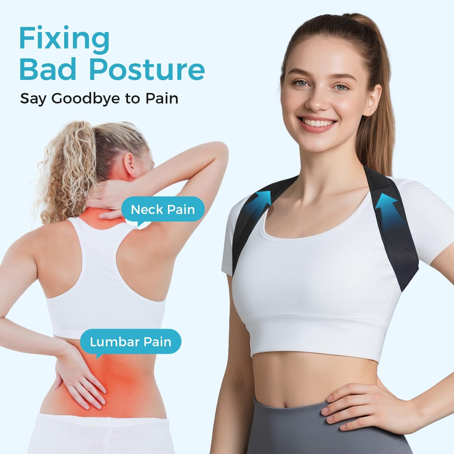 Posture Corrector for Women and Men, Invisible Mesh Breathable Back Brace, Adjustable Back Straightener, Relieves Shoulder, Neck, and Back Pain Large （L）
