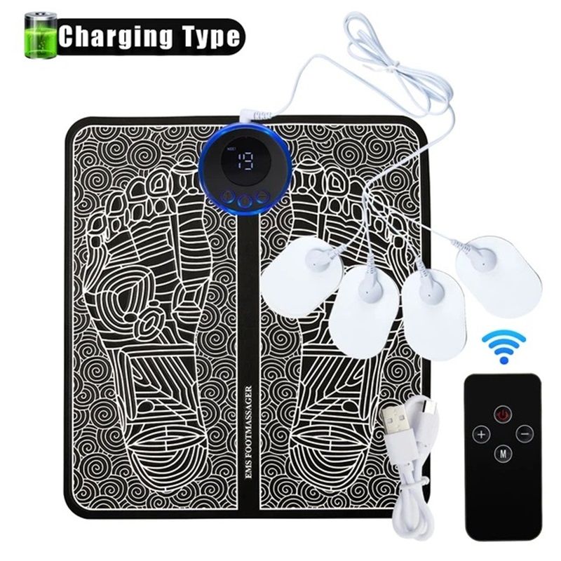 EMS Foot Massager Mat for Pain Foot Relief, EMS Foot Stimulator for Pain Relief Improve and Facilitate Muscle Performance in The Shoulder, Massager & Legs (Black)