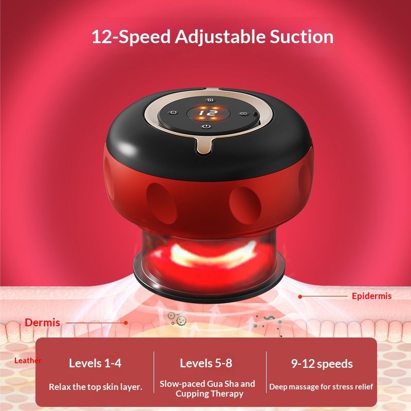 4-in-1 Smart Cupping Therapy Massager, Red Light Therapy for Targeted Pain Relief, Knots, Aches, Muscle Soreness, Circulation & Tighter Skin, Portable Cupping Kit