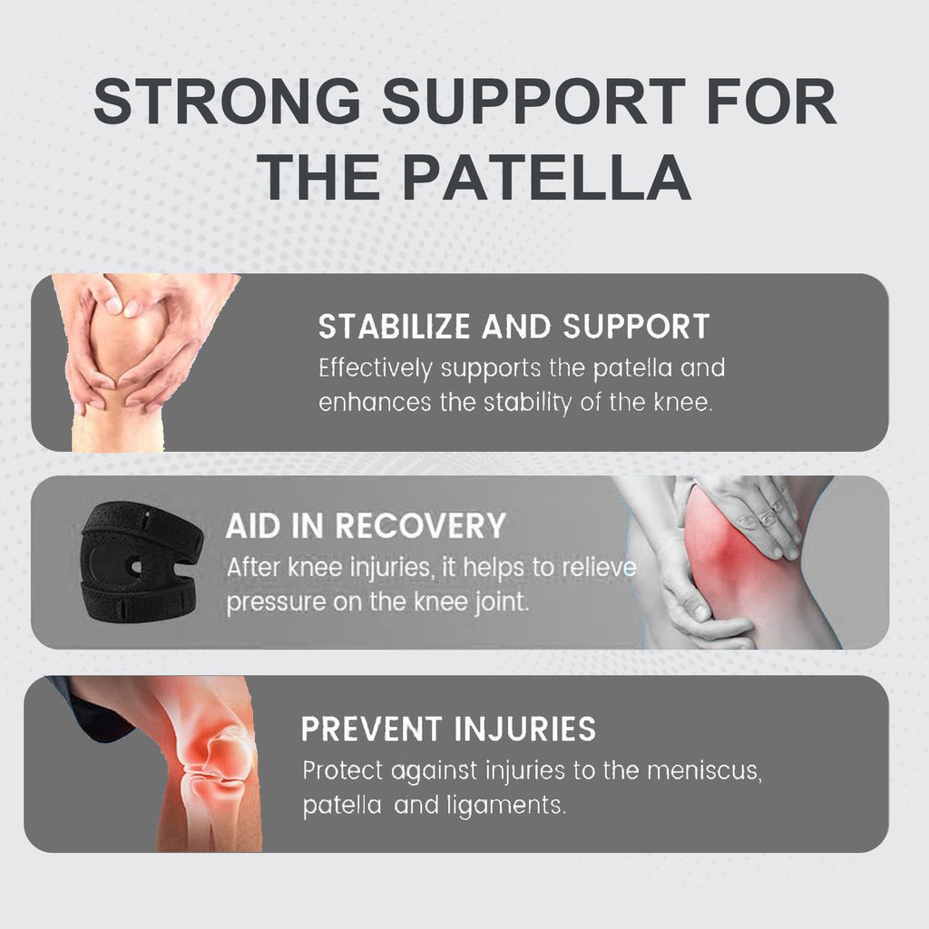 Knee Brace,a pair Knee Brace for Women Men,Pain Relief Adjustable Patellar Tendon Support Sleeves Brace Knee Joint Strap for Hiking,Tennis,Arthritis,Running,Football,Injury Recover(Grey,L)