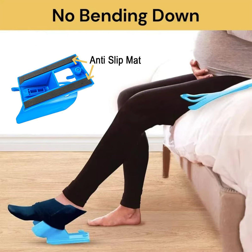 Sock Aid Device with Handle, Easy On Off Sock Assistant, Blue, Mobility Aid for Limited Range of Motion