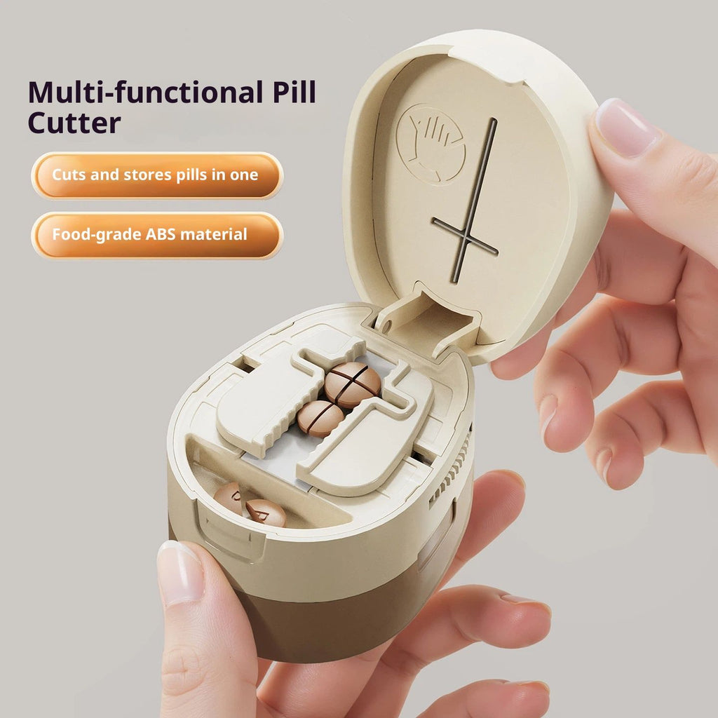 Adjustable Pill Cutter Splitter for Small Tiny Large Pills - Cuts Multiple Pills at a Time,1/2 & 1/4 Cuts,Accurate Alignment & Easy Cutting,Hidden Sharp Blade, Bottom Storage