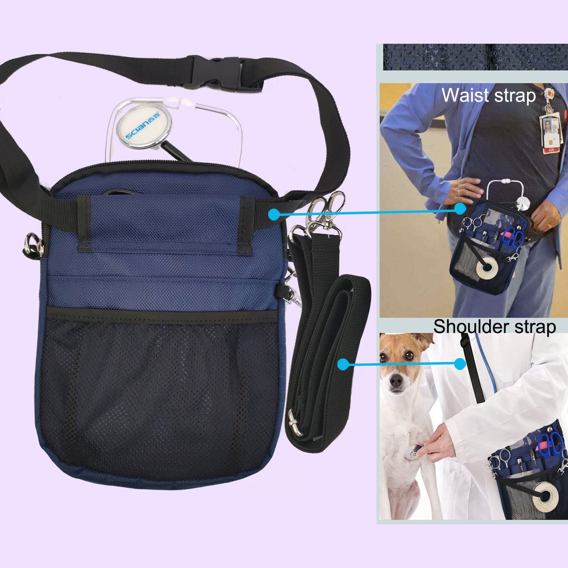 Nurse Pack, Multi Compartment Nursing Pack with Pockets | Utility Waist Bag for Work Supplies, Suit for Nurses, RN, Vet, EMT