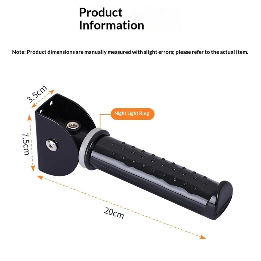 Upgrade Fluorescence Flip Up Grab Bars for Wall, 7.87 inch Folding Doorway Assist Handle, Mobility Aids, Non-Slip Grip Bar Great for Elderly Seniors, Handicap (Black, 1 Pack)