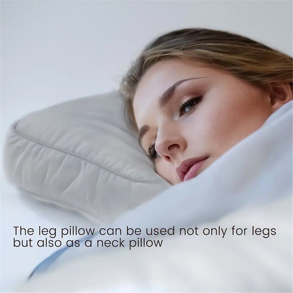 Orthopedic Knee Pillow for Sciatica Relief, Back Pain, Leg Pain, Hip pain, Joint Pain, Pregnancy, Spine Alignment - Memory Foam Wedge Contour with Leg Strap, Grey Color
