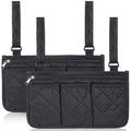 2pcs Wheelchair Armrest Accessories, Side Bags To Hang on Side With Bright Line Walker Pouches Waterproof Black Storage Fathers Mothers Day Gifts For Home (black )