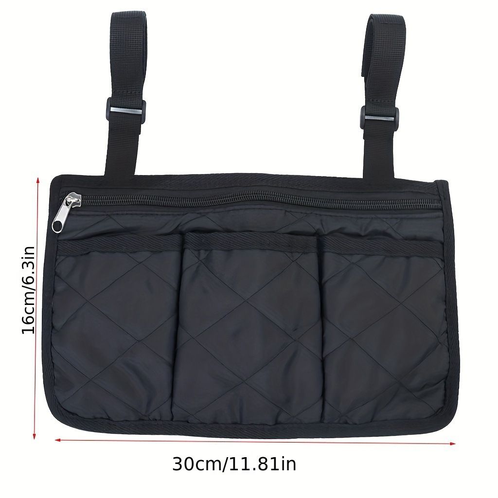 2pcs Wheelchair Armrest Accessories, Side Bags To Hang on Side With Bright Line Walker Pouches Waterproof Black Storage Fathers Mothers Day Gifts For Home (black )